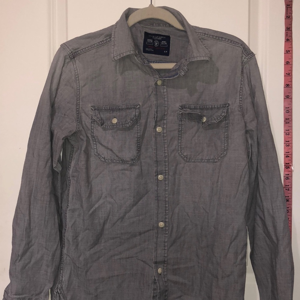 Aeo Light Gray Button Down - image 1